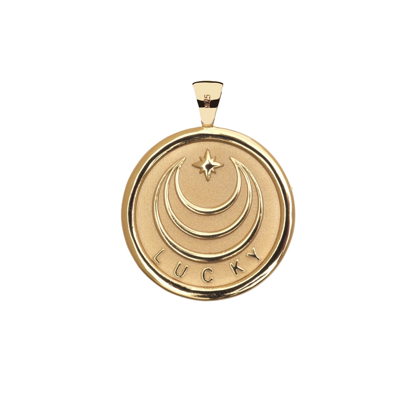 JW ORIGINAL PENDANT COIN W/ROLO CHAIN - LUCKY - GOLD