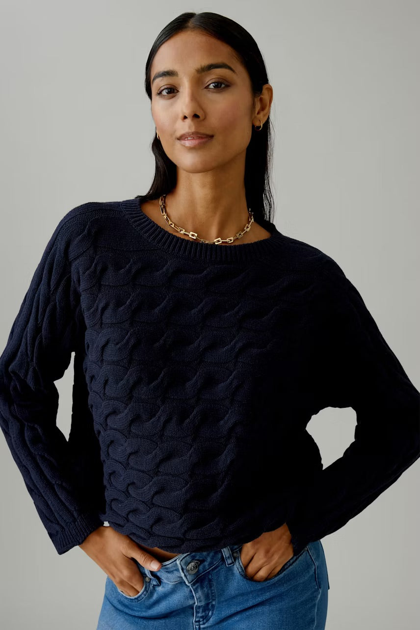 OUI CREWNECK CABLE KNIT PULLOVER SWEATER