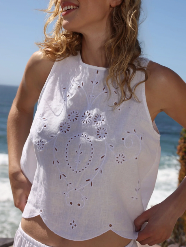 EYELET EMBROIDERED TANK