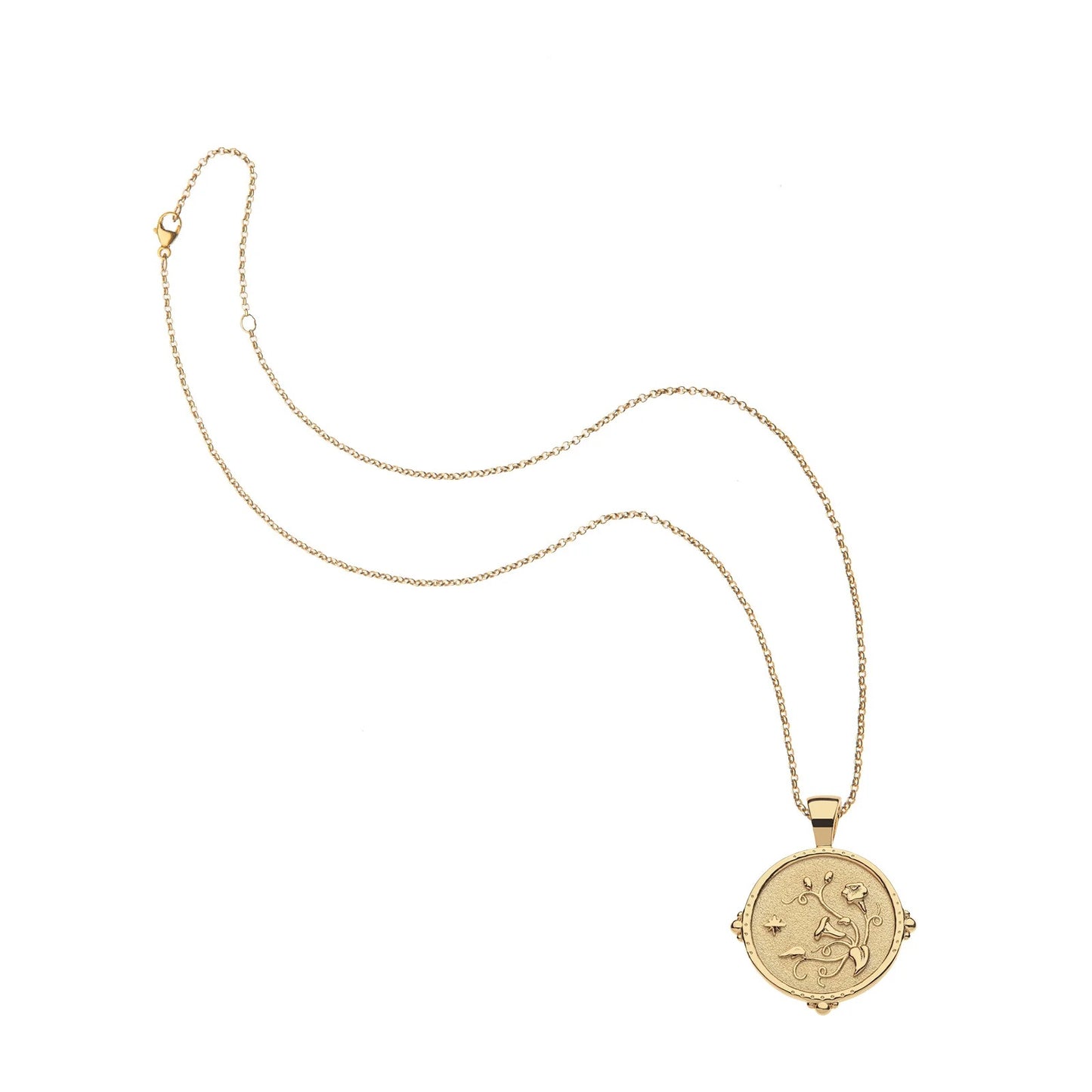 JW SMALL PENDANT COIN W/ ROLO CHAIN - GRACE - GOLD