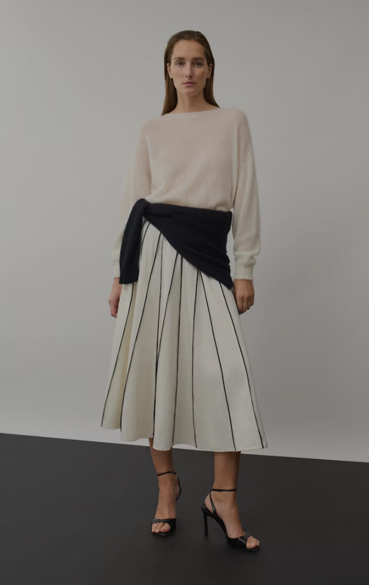 OUI BLACK & WHITE STRIPED SKIRT