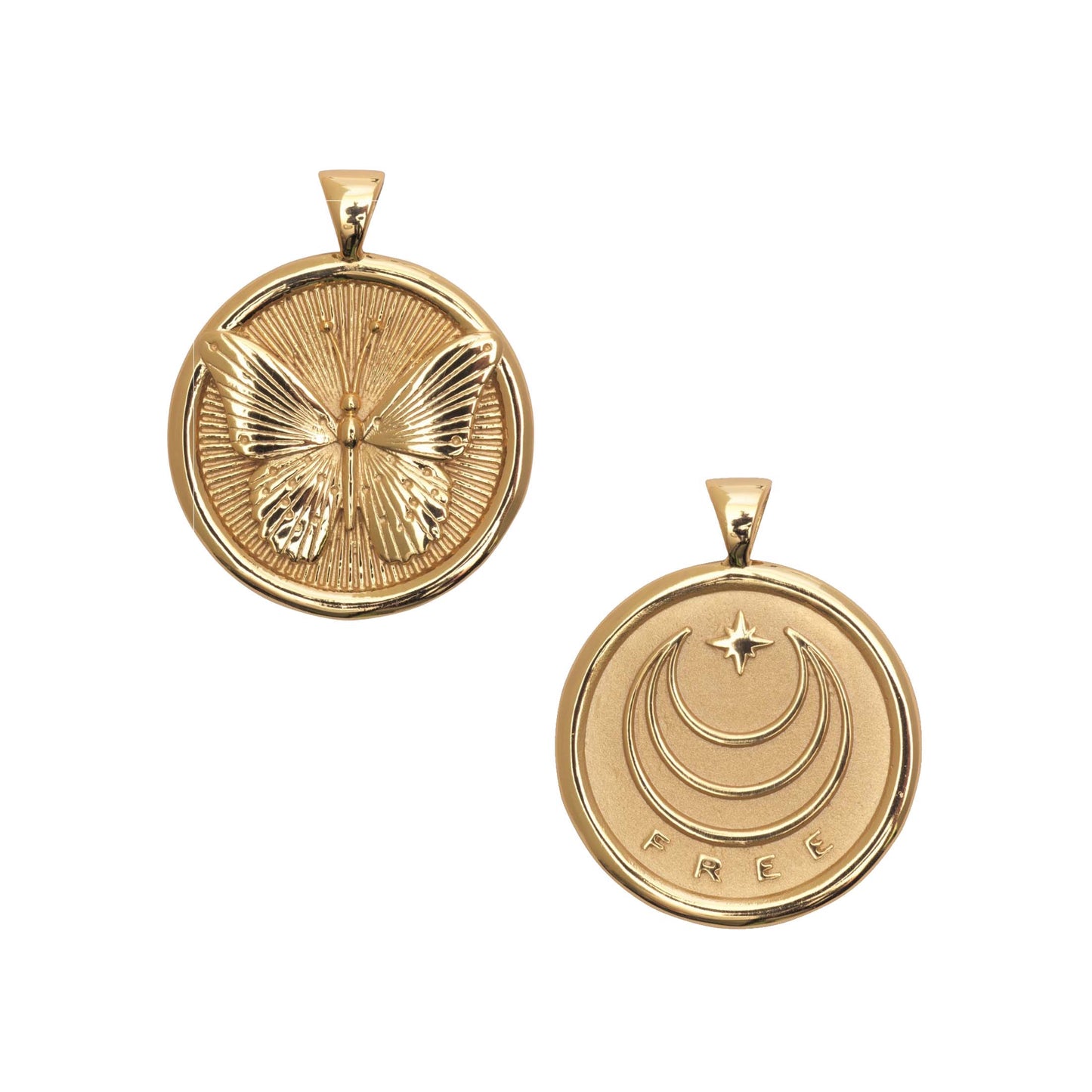 JW SMALL PENDANT COIN W/ ROLO CHAIN - FREE - GOLD
