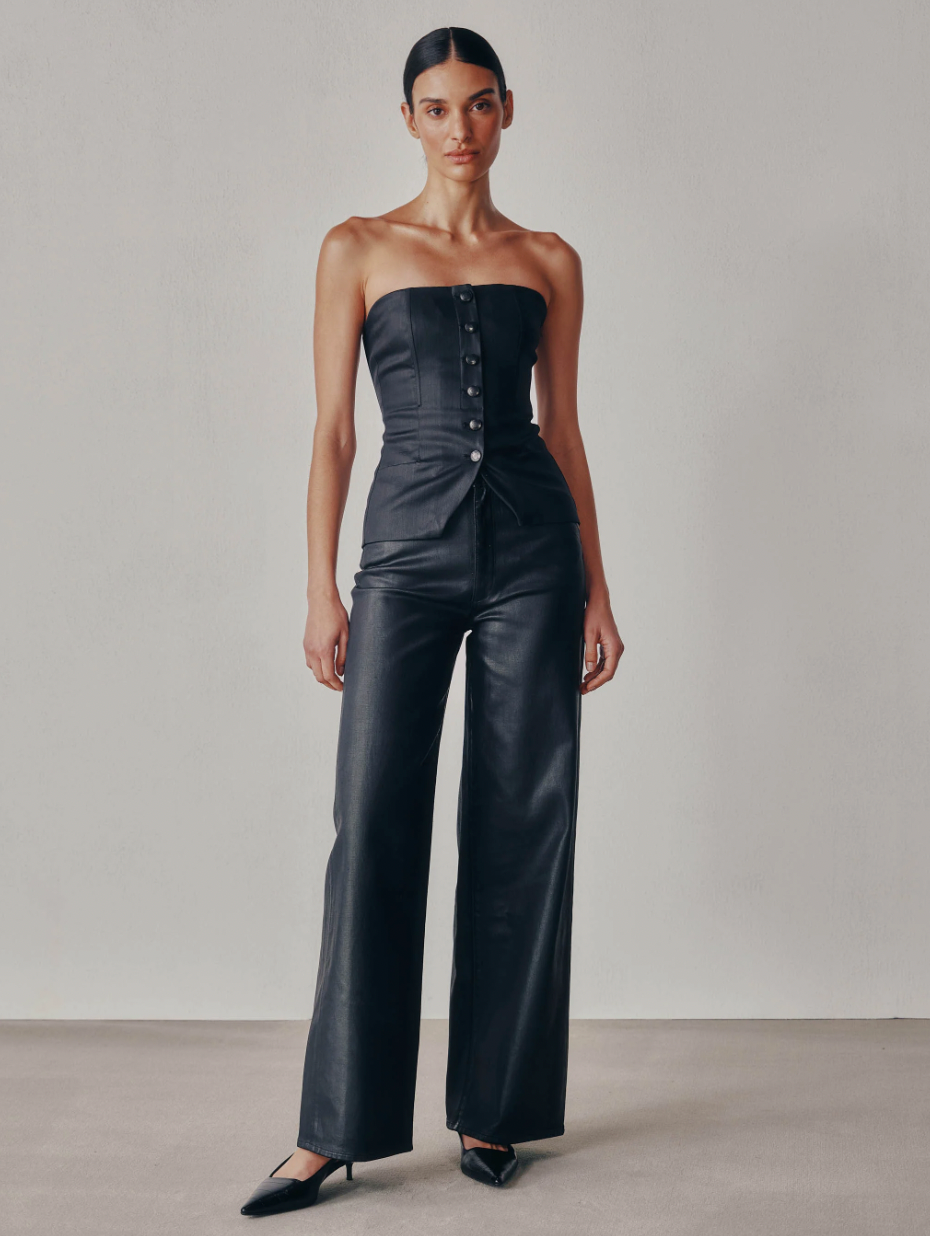 KARMINE REFINDED WIDE LEG IN BLACK COATED