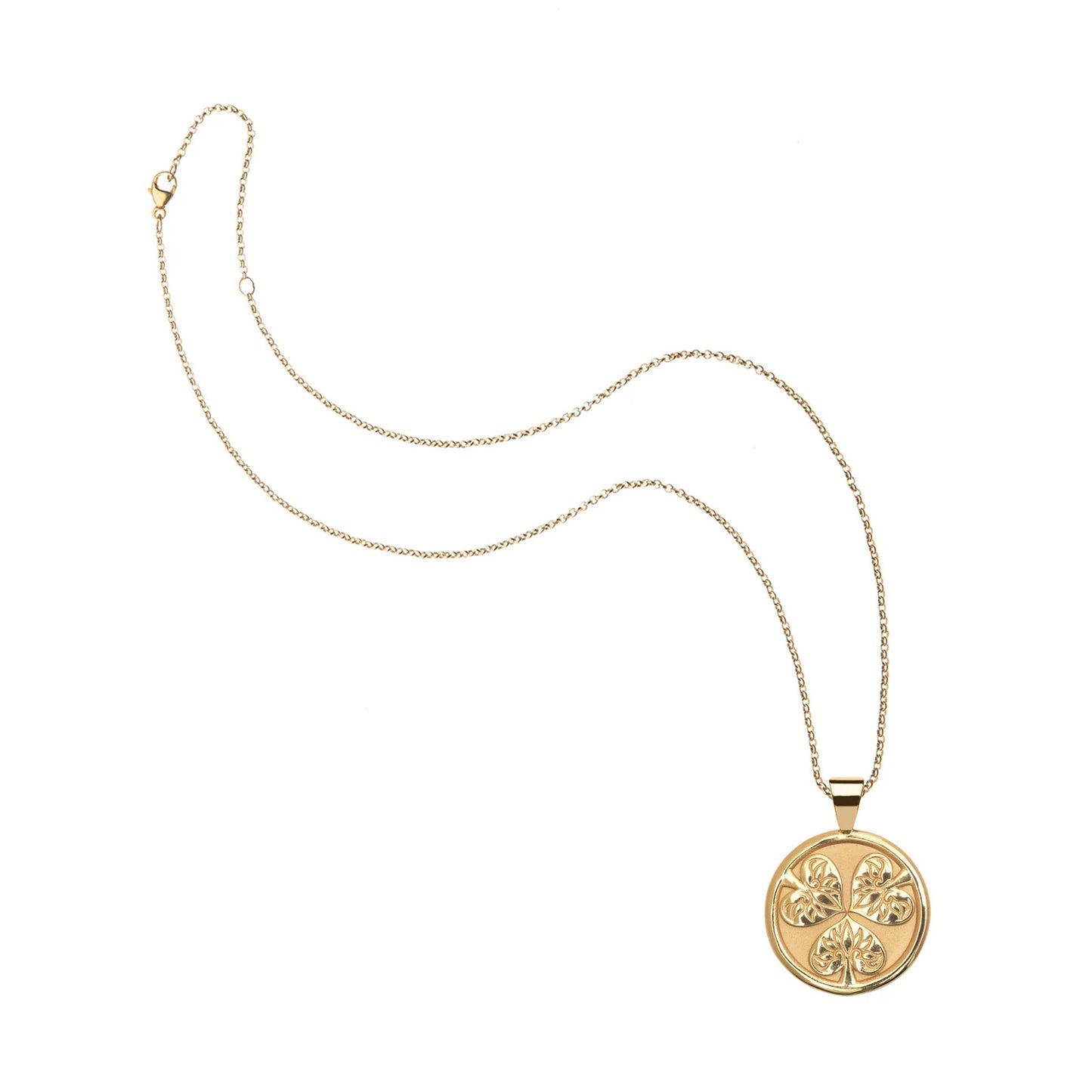 JW SMALL PENDANT COIN W/ ROLO CHAIN - JOY - GOLD