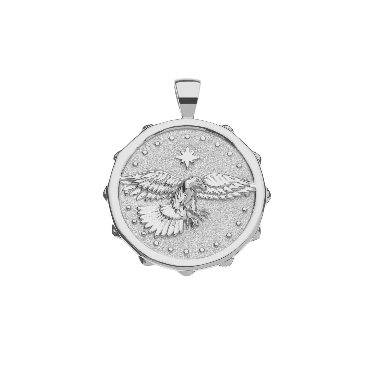 JW PROTECT EAGLE ORIGINAL PENDANT COIN SILVER- 16"-18" ROLO CHAIN