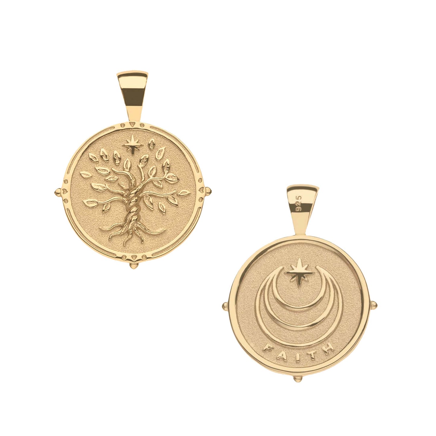 JW SMALL PENDANT COIN W/ ROLO CHAIN - FAITH - GOLD