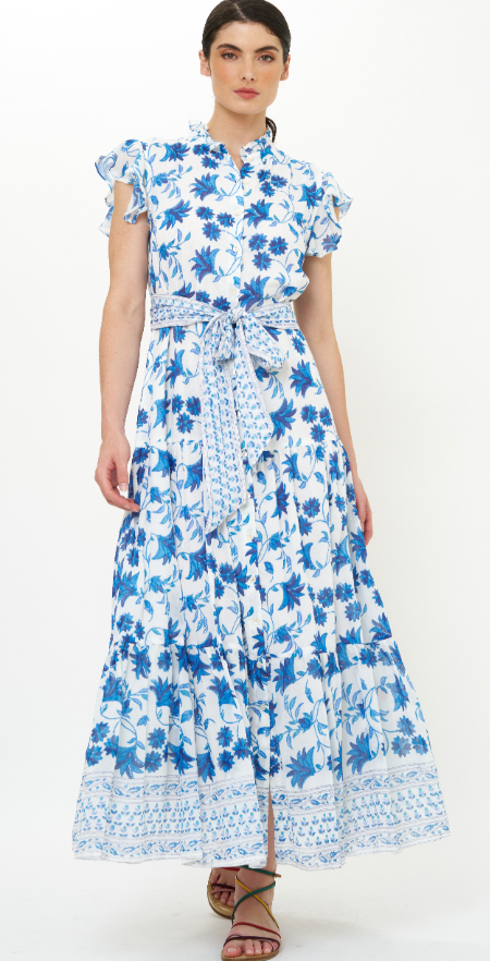 RUFFLE COLLAR BUTTON MAXI