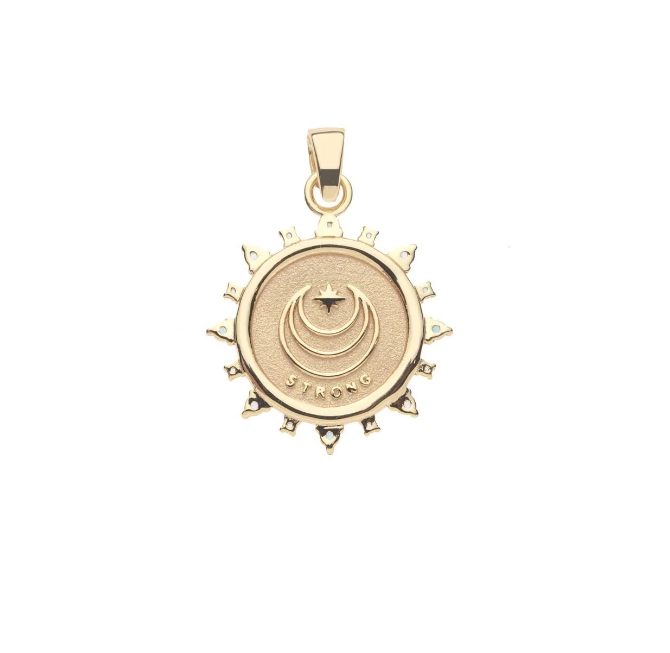 JW STRONG PETITE EMBELLISHED COIN (RISING SUN)N16-18" ROLO CHAIN