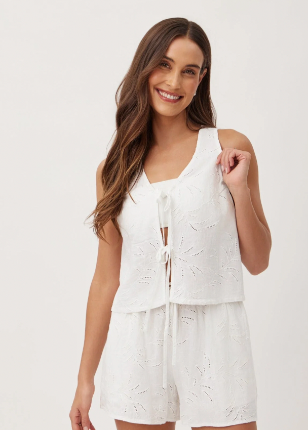 SLEEVELESS TIE FRONT TOP