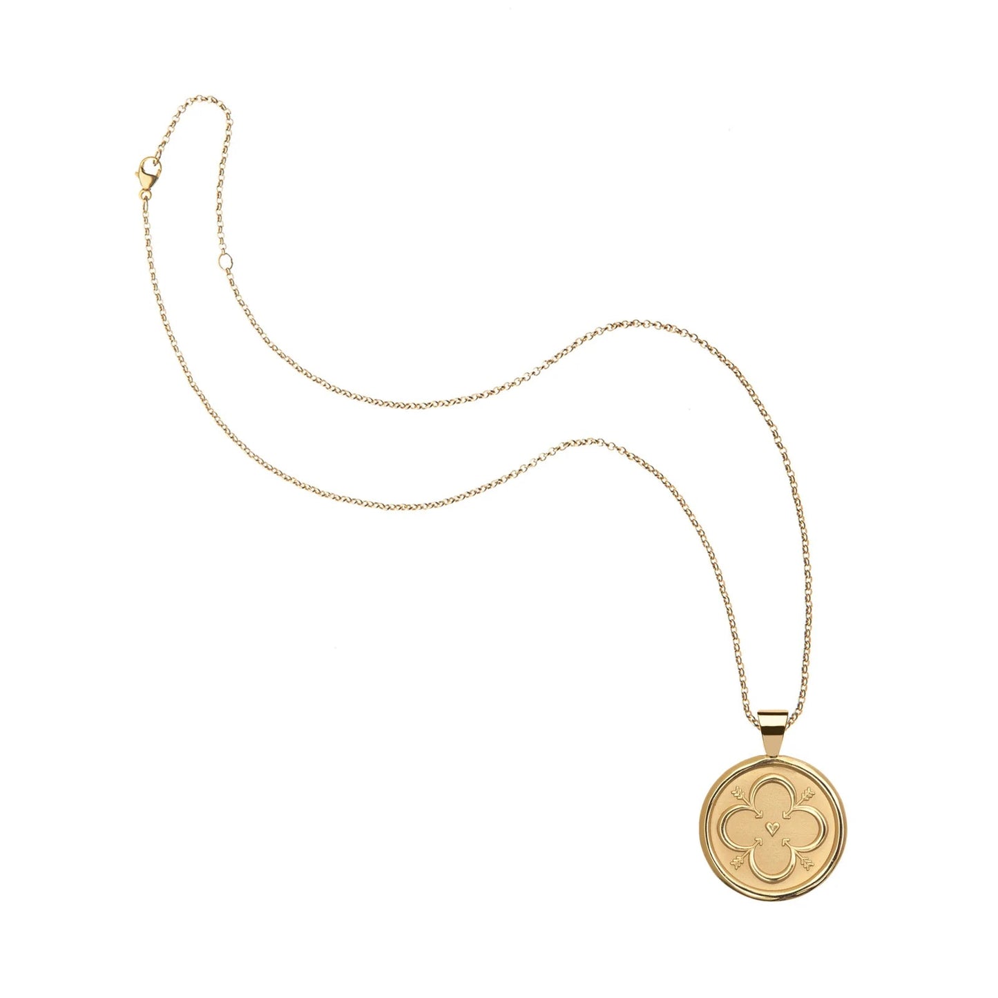 JW SMALL PENDANT COIN W/ ROLO CHAIN - LOVE - GOLD