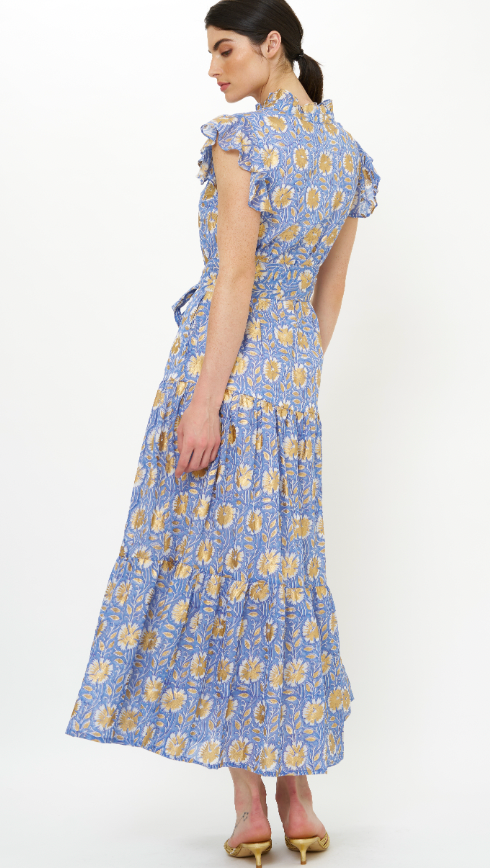 RUFFLE COLLAR BUTTON MAXI