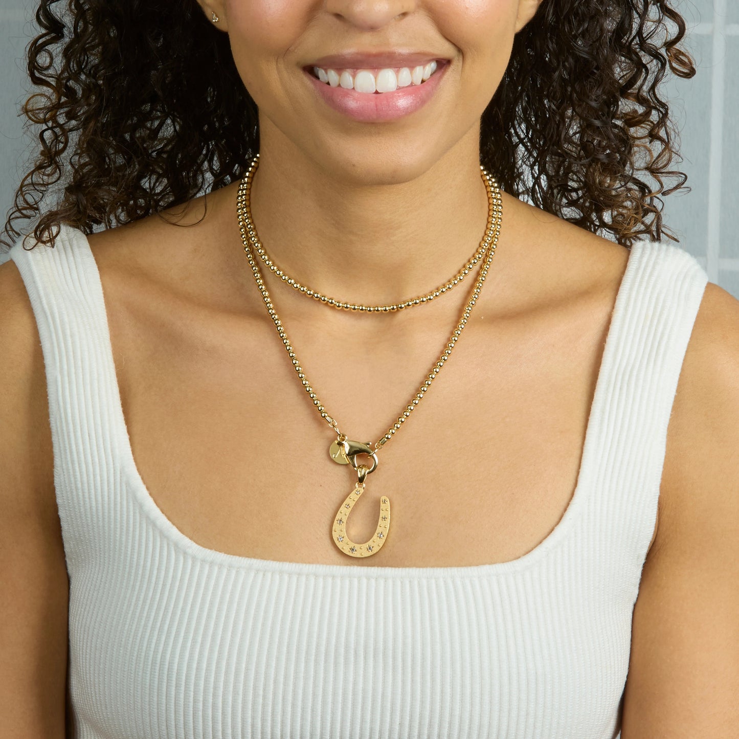JW GOLD BEAD DOUBLE WRAP NECKLACE