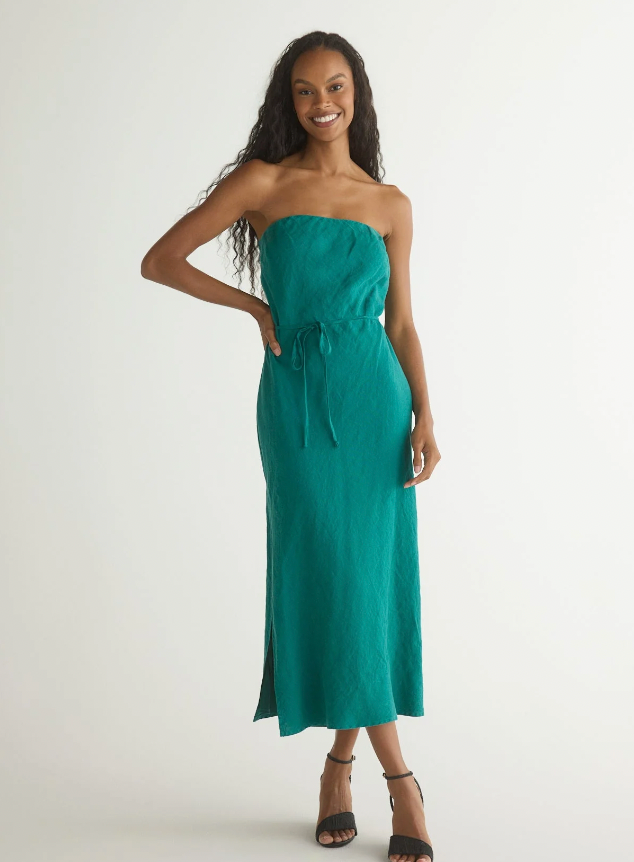 STRAPLESS BIAS MAXI DRESS
