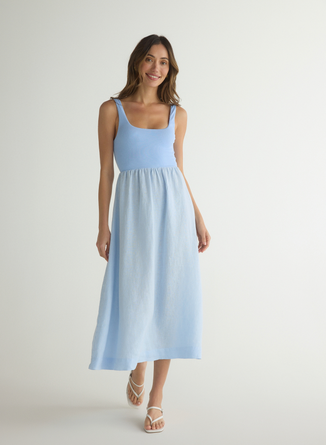 SLEEVELESS KNIT COMBO DRESS