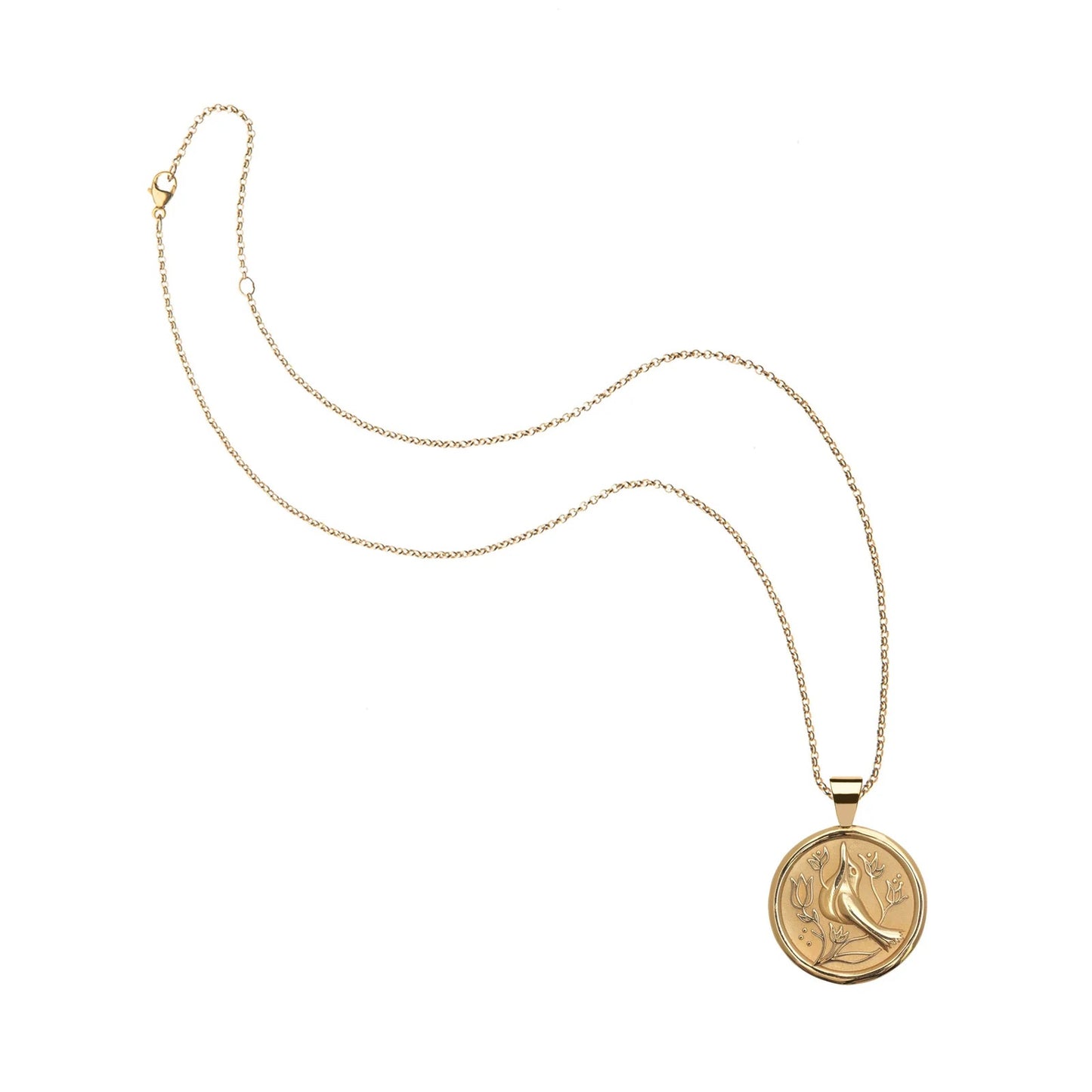 JW SMALL PENDANT COIN W/ ROLO CHAIN - PEACE - GOLD