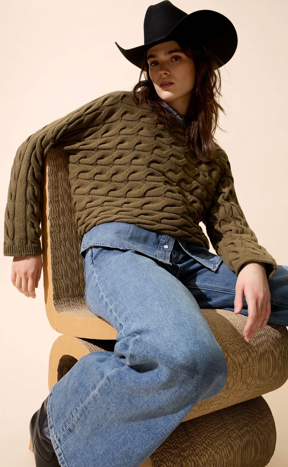 PULLOVER SWEATER OUI BURNT OLIVE