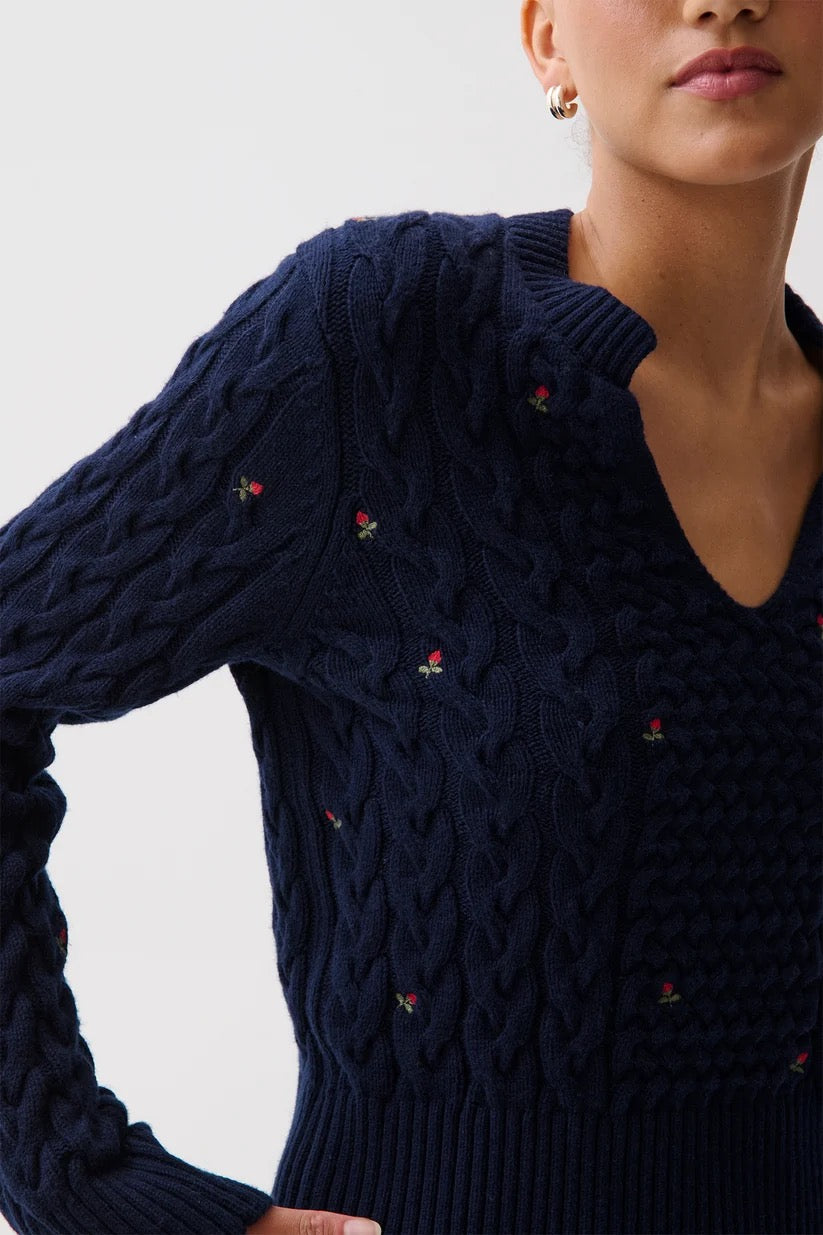 SHANA CABLE EMBRIODERED SWEATER