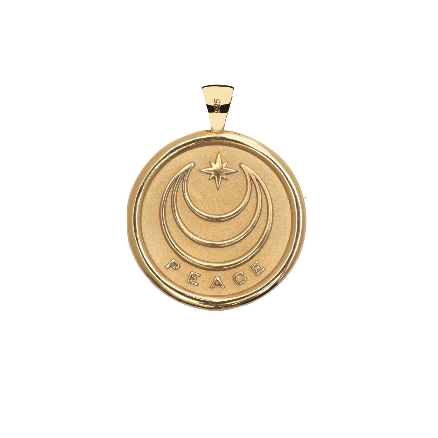 JW ORIGINAL PENDANT COIN W/ROLO CHAIN - PEACE - GOLD