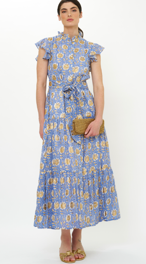 RUFFLE COLLAR BUTTON MAXI