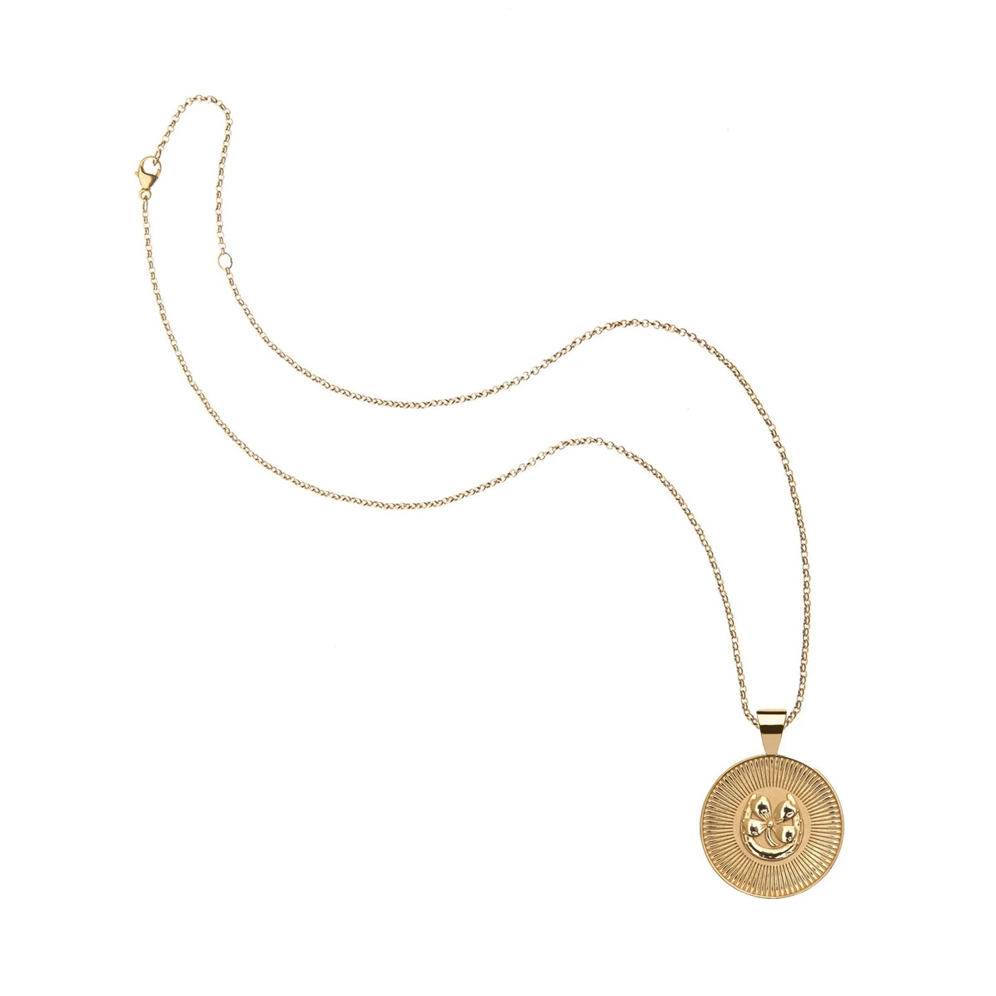 JW SMALL PENDANT COIN W/ ROLO CHAIN - LUCKY - GOLD