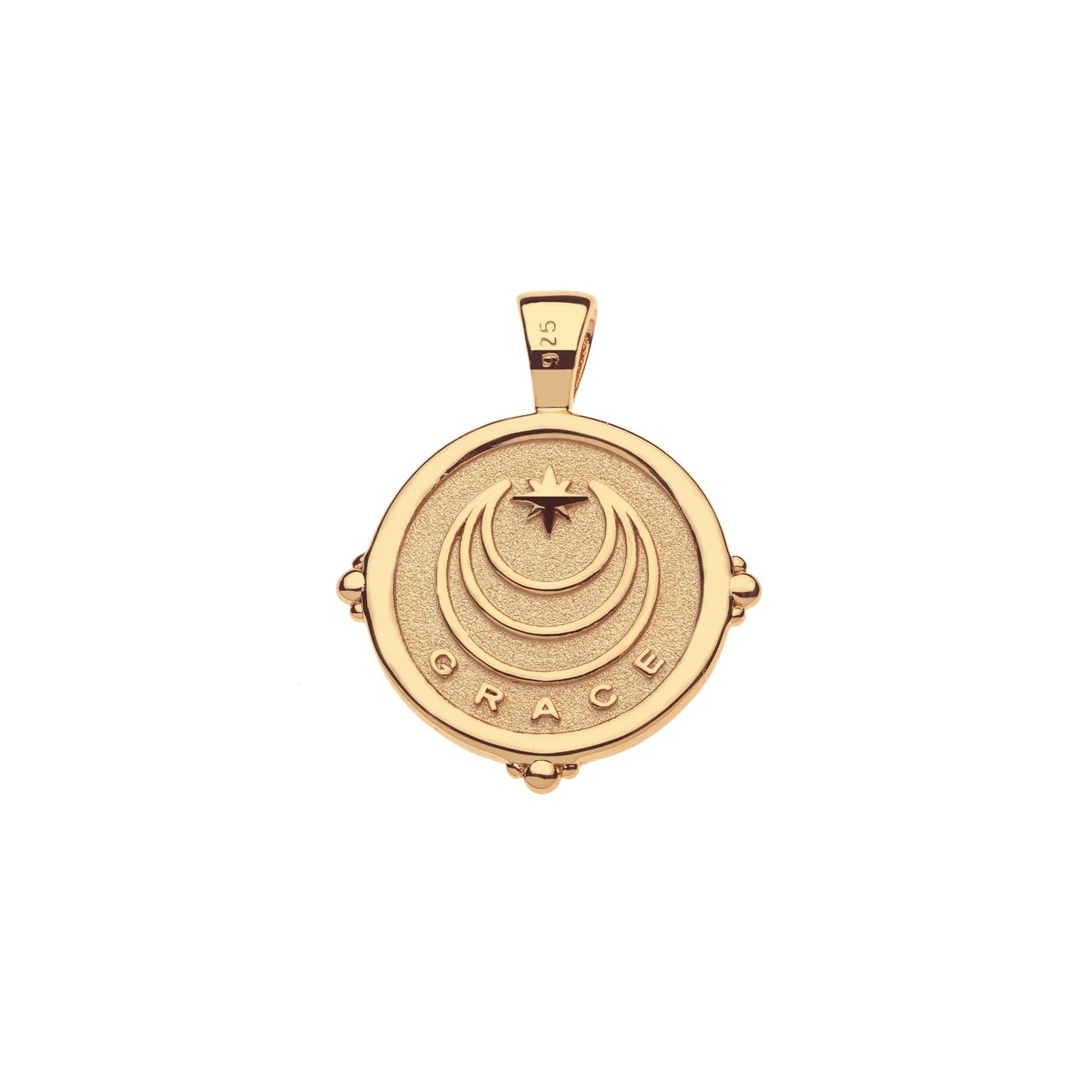 JW SMALL PENDANT COIN W/ ROLO CHAIN - GRACE - GOLD
