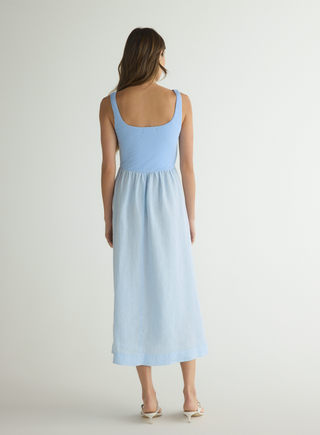 SLEEVELESS KNIT COMBO DRESS