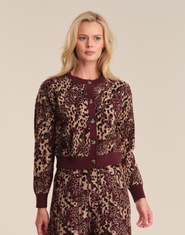 CREW NECK LEOPARD CARDI