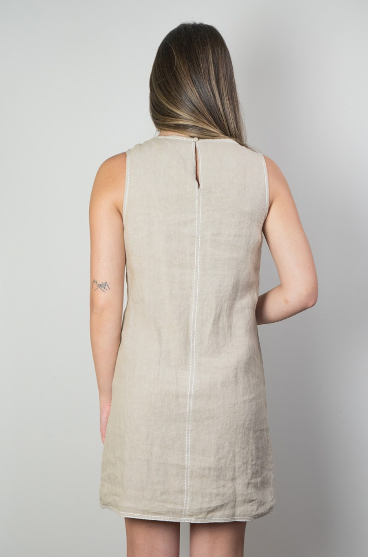 DANNA CONTRAST EMBROIDERY MINI SHIFT DRESS