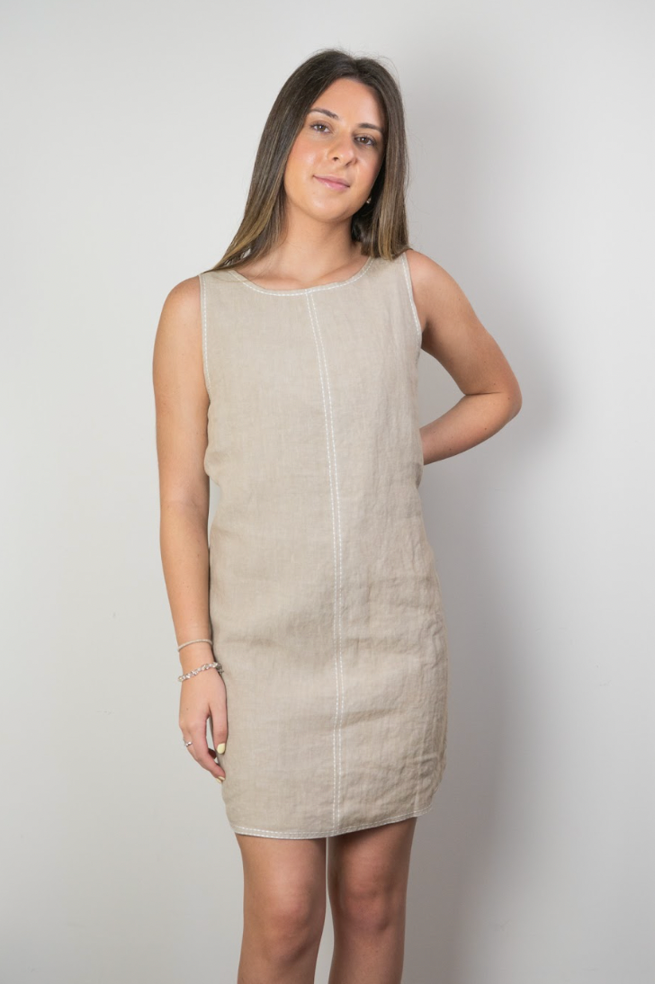 DANNA CONTRAST EMBROIDERY MINI SHIFT DRESS