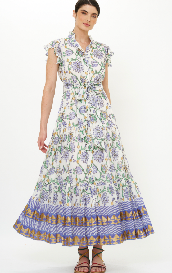 RUFFLE COLLAR BUTTON MAXI
