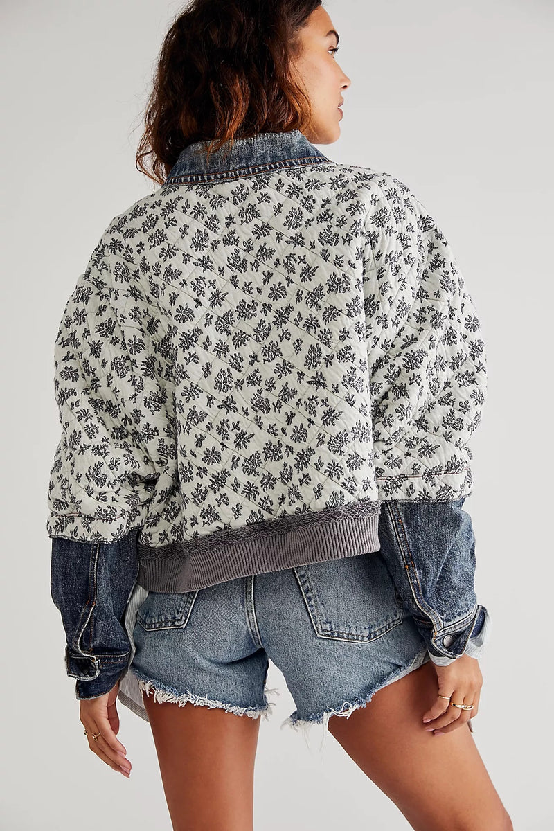 Free People ditsy floral denim jacket size xs/s