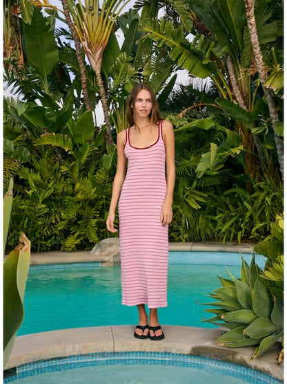 TANK DRESS WITH LOW BACK W/ TONAL BINDING