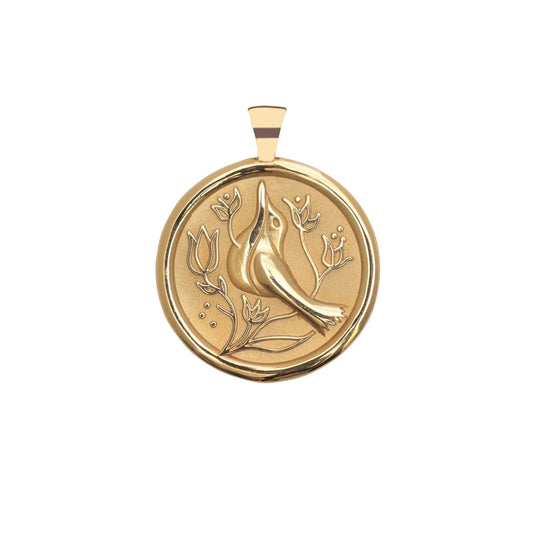 JW ORIGINAL PENDANT COIN W/ROLO CHAIN - PEACE - GOLD
