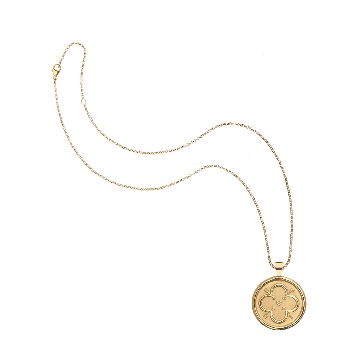 JW ORIGINAL PENDANT COIN W/ROLO CHAIN - LOVE - GOLD