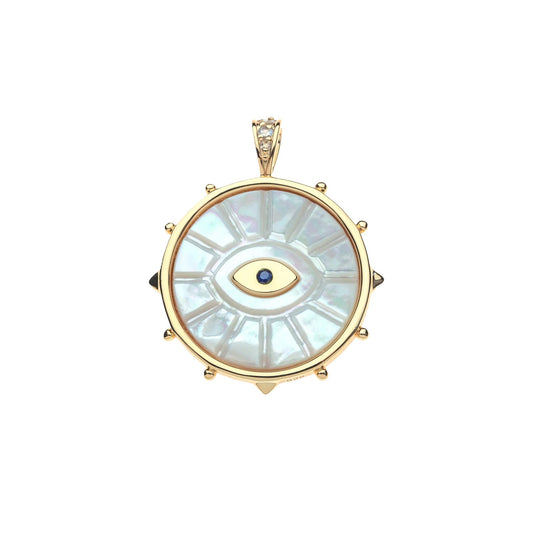 JW PROTECT WITH AND OPEN EYE COIN PENDANT 16-18" ROLO