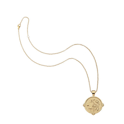 JW SMALL PENDANT COIN W/ ROLO CHAIN - GRACE - GOLD