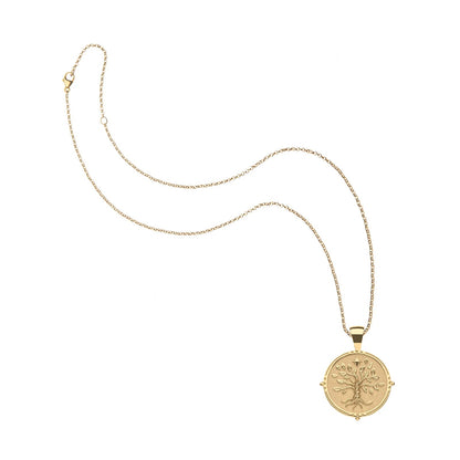 JW SMALL PENDANT COIN W/ ROLO CHAIN - FAITH - GOLD