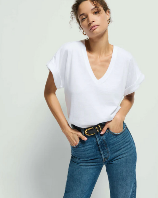 STEVIE CUFFED V NECK