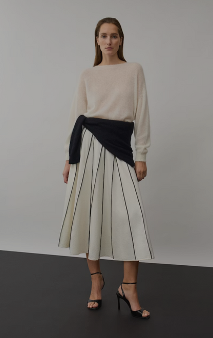 OUI BLACK & WHITE STRIPED SKIRT