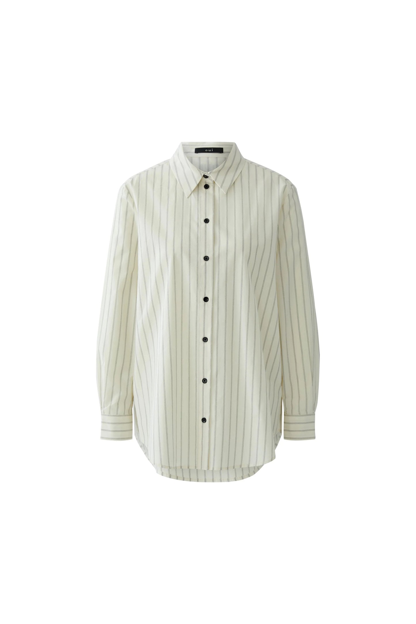 OUI BUTTON DOWN L/S BLACK BUTTON BLOUSE