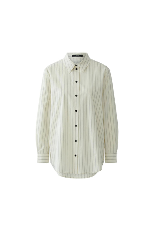 OUI BUTTON DOWN L/S BLACK BUTTON BLOUSE