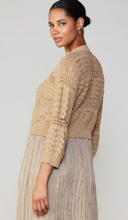CHUNKY POINTELLE SWEATER AND SATIN CAMI DRESS