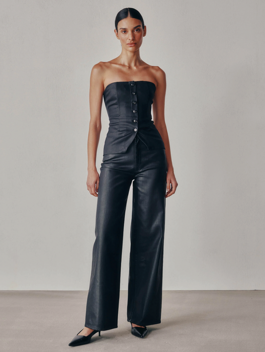 KARMINE REFINDED WIDE LEG IN BLACK COATED