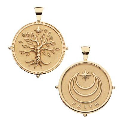 JW ORIGINAL PENDANT COIN W/ROLO CHAIN - FAITH - GOLD