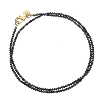 JW DOUBLE WRAP DIAMOND CUT EADED NECKLACE IN BLACK AGATE