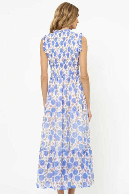 SLEEVELESS SMOCKED MAXI DRESS