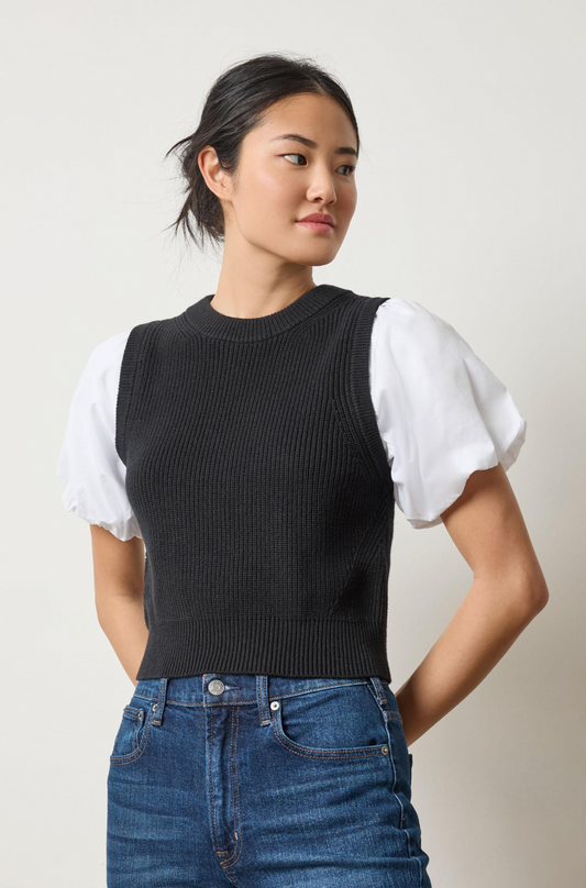 MIXED MEDIA PULLOVER SWEATER
