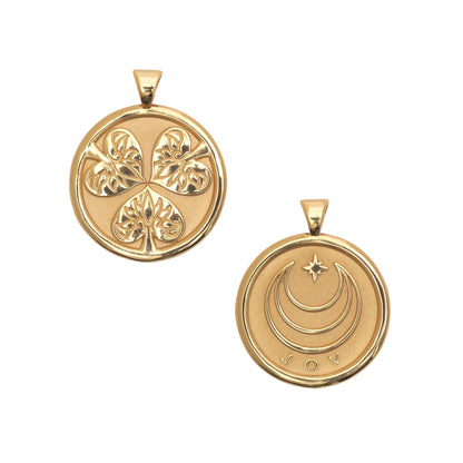JW SMALL PENDANT COIN W/ ROLO CHAIN - JOY - GOLD
