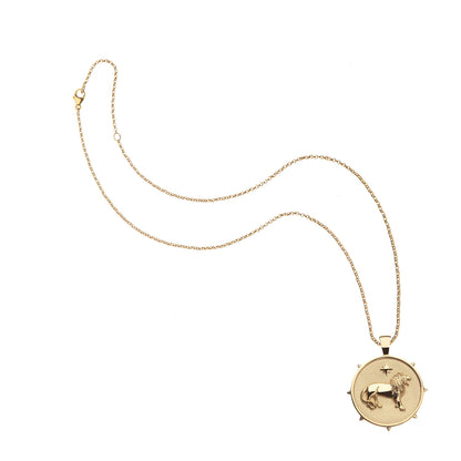 JW ORIGINAL PENDANT COIN W/ROLO CHAIN - COURAGE - GOLD