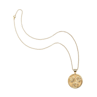 JW SMALL PENDANT COIN W/ ROLO CHAIN - JOY - GOLD